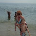 Graydon and Mom-Mon on the beach.